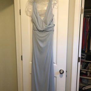 Thread Bridesmaid (Dessy Group) Dress Chiffon Mist Blue - Size 16 NWT
